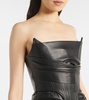 Ruched leather midi dress