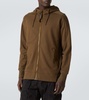 Goggle cotton fleece zipped hoodie