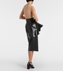 High-rise draped midi skirt