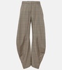 Plaid mid-rise barrel-leg pants