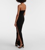 Crystal-embellished side-slit gown