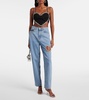 Heart crystal-embellished crop top