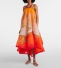 Neptuna printed asymmetric silk gown