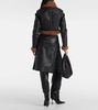Cropped faux leather biker jacket
