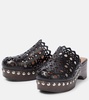 Laser-cut leather clogs