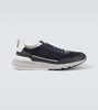 Leather-trimmed suede sneakers