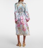 Embellished floral silk satin robe