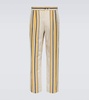 Striped mid-rise cotton straight pants