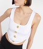 Buttoned ribbed-knit corset top