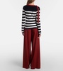 Bow-detail striped virgin wool sweater