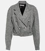 Herringbone cropped wool-blend jacket