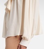 Bow-detail lace-trimmed silk blouse