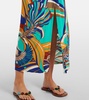 Draped printed jersey maxi dress