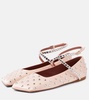 Ane crystal-embellished satin ballet flats