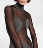 Mesh and wool draped minidress