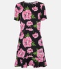 Iconic floral ruffled silk minidress