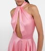 Cutout asymmetric halterneck dress