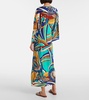 Draped printed jersey maxi dress