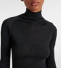Draped wool turtleneck dress