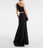 One-shoulder ruffled silk top