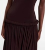 Strapless gathered jersey maxi dress