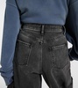 Cutout high-rise tapered jeans
