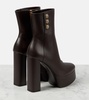 Brune leather platform ankle boots