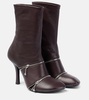 Peep leather ankle boots
