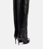 Bow-detail leather over-the-knee boots