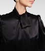 Bow-detail silk satin blouse