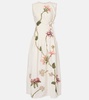 Otoño Orquidea embroidered linen midi dress