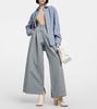 Wide-leg cotton and linen canvas pants