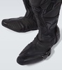 Biker embossed leather knee-high boots