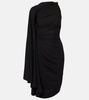 Embellished draped jersey midi dress