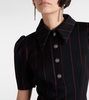 Pinstripe collared wool-blend minidress