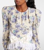 Bow-detail lace-trimmed silk maxi dress