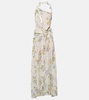 Floral silk creponne maxi dress