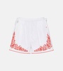 Hearts embroidered cotton shorts