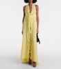 Halterneck silk georgette maxi dress