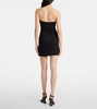 Embellished draped jersey bustier dress