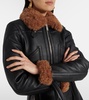 Cropped faux leather biker jacket