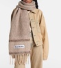 Logo fringed wool-blend scarf