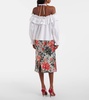 Floral halterneck cotton-blend top