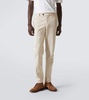 Mid-rise cotton-blend slim pants