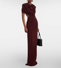 Draped open-back satin gown