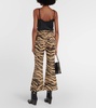 Tiger-print wool-blend flared pants