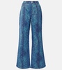 Embellished fur-print flared jeans