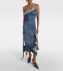 Delouise ruffled denim midi dress