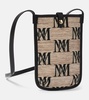 Phony leather-trimmed canvas phone pouch