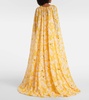 Gathered caped silk gown